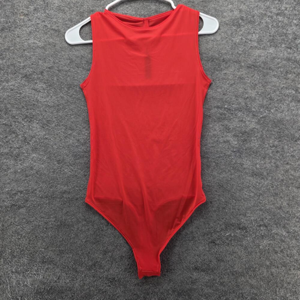 SKIMS Bodysuit Womens Medium Poppy High Neck Tank Sleeveless Stretch Shapewear